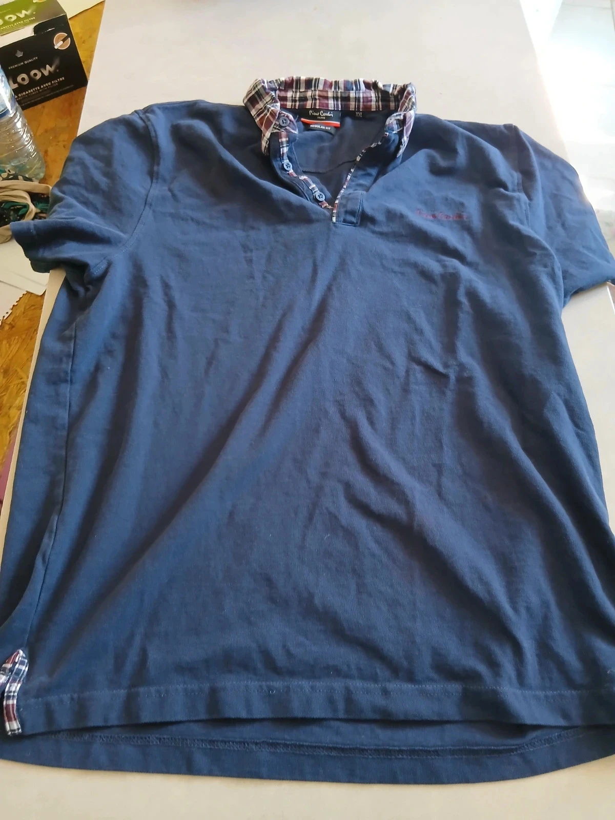 Polo Pierre Cardin Bleu Marine - Col Écossais - XXL